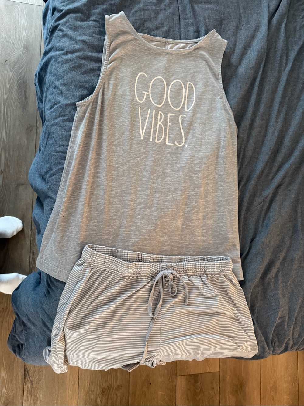 Good Vibes Gray Sleep Set - Tank & Shorts